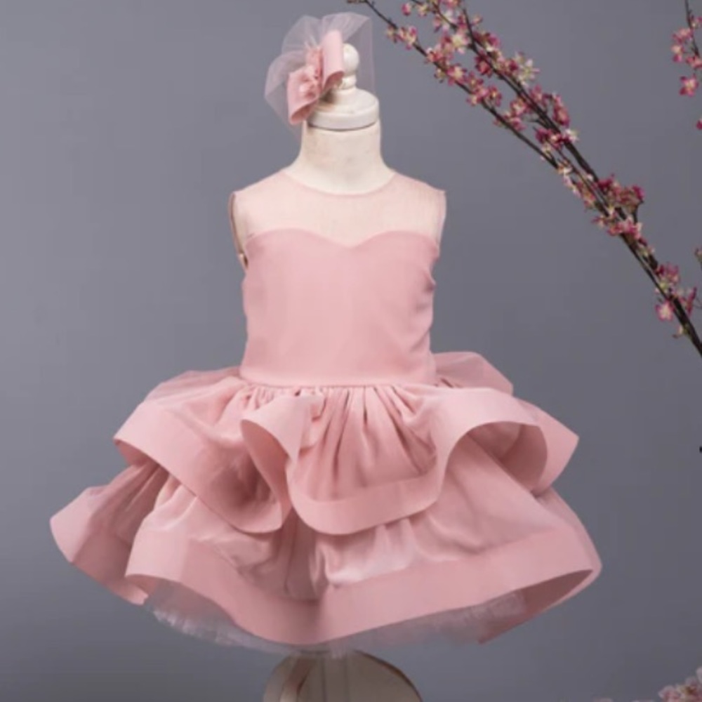 Itty Bitty Toes Blush Pink Ruffle Tulle Party Dress